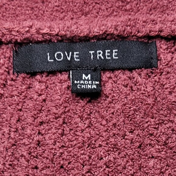 Women's Burgundy Boxy Oversized Cable Knit Button-Up Cardigan Size Medium - Picture 3 of 10